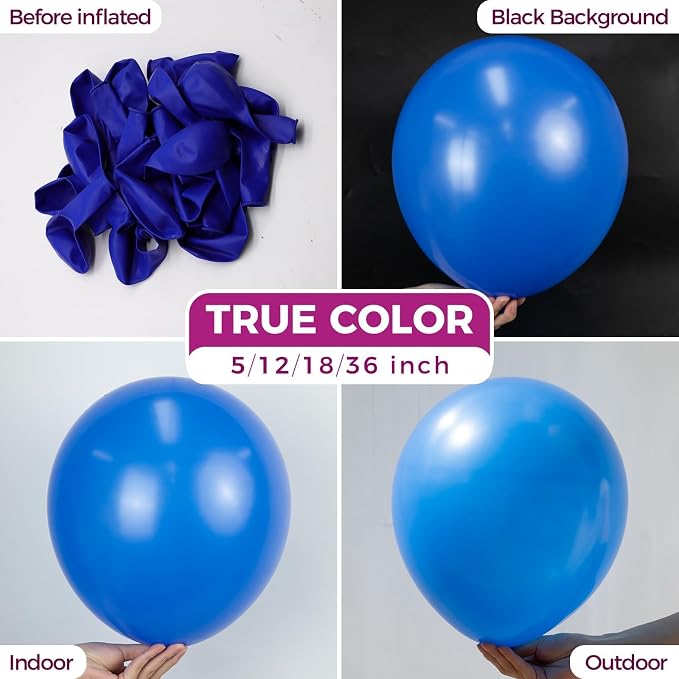 Bezente Royal Blue Balloons 18 Inch 30 Pack Latex Large Thick | Big Round Royal - Image 2