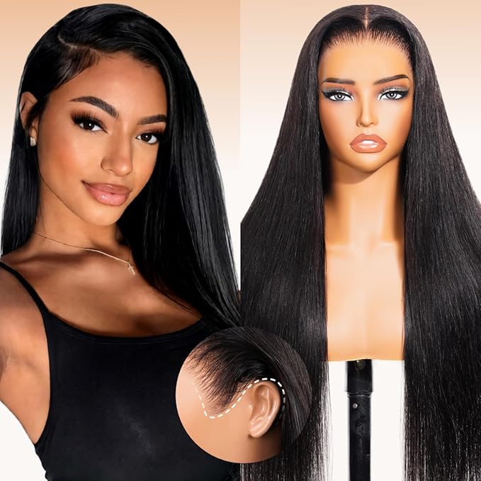 Arabella 13x6 Glueless Wigs Human Hair Pre Plucked Pre Cut Lace Upgraded Ear to Ear Full HD Lace Front Wigs Human Hair 210% Density Straight Wear and Go Glueless Wig Drawstring Wig Human Hair 30 Inch