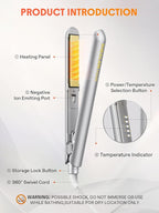 SHEGLAM Hair Straightener 1inch Negative Ion Flat Iron 60s Quick Heating Dual Voltage Sleek Chic Wide Glide