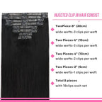 Injected Clip in Hair Extensions Real Human Hair Invisible Hand-Tied Weft Hair Extensions Clip in Human Hair Straight Seamless Clip ins for Women 8Pcs 120g 18inch #1B Natural Black