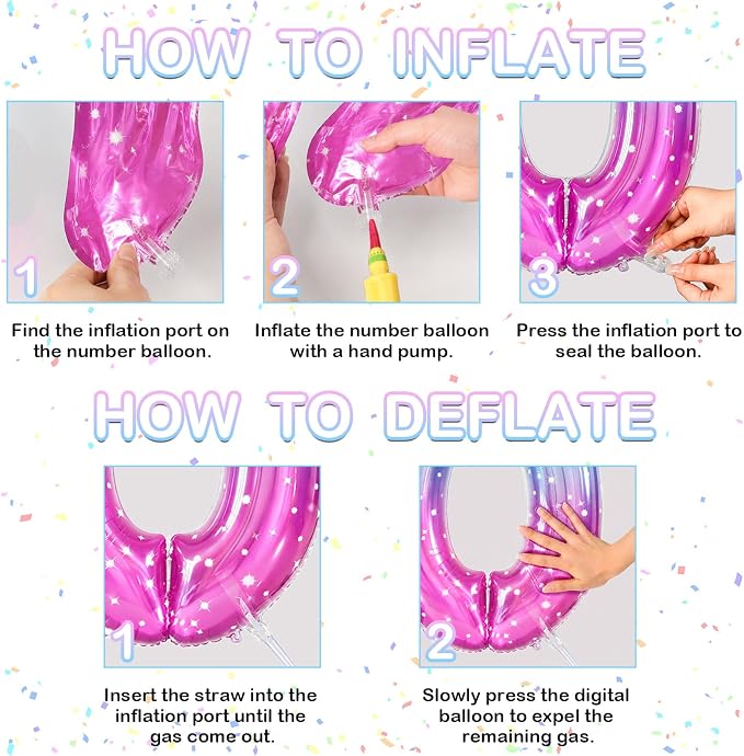 Number 8 Foil Balloon with Crown, 40-Inch Gradient | Gradient star print number - Image 5