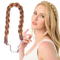 DIGUAN Chubby Narrow Synthetic Hair Braided Headband Classic Chunky Plaited Braids Elastic Stretch Hairpiece Women Girl Beauty accessory, 58g (Golden Red)
