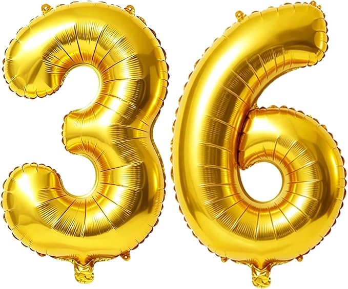 40 Inch Number 36 Balloons for 36th Birthday Party Decorations, 0-100 Gold by FOBELEC