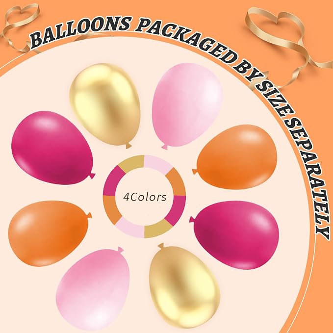 Pink and Orange Balloon Arch Kit - Image 4