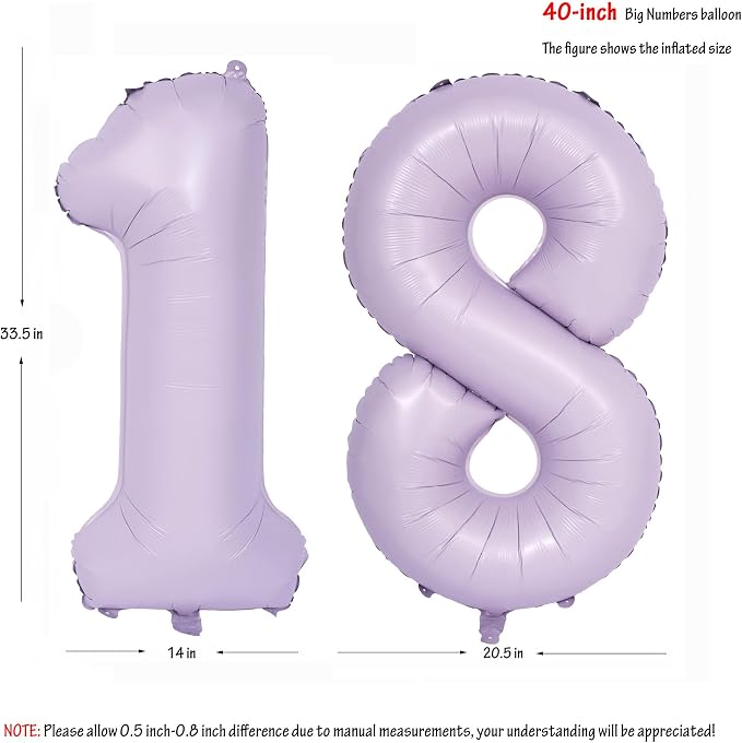 40 In Matte Purple Number Balloons Helium Foil Mylar Balloon Digital 18 | - Image 2
