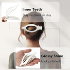 8 Pack Glossy White Flat Hair Clips for Women – Sleek Non-Slip Claw Clips with Strong Hold, Minimalist Hair Accessories for Bridal, Office, or Everyday Wear
