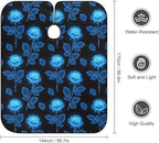Men Women Burning Blue Rose Hair Styling Cape, Full Coverage Professional Hair Cutting Apron for Hair Dye, Easy Clean