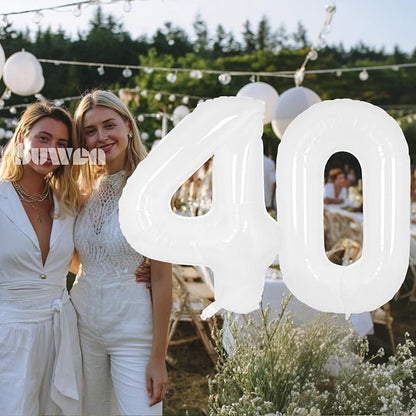 SUWEN 40 Inch White Large 40 Balloon Number Big Foil Helium Numbers 0-9 | Giant - Image 3