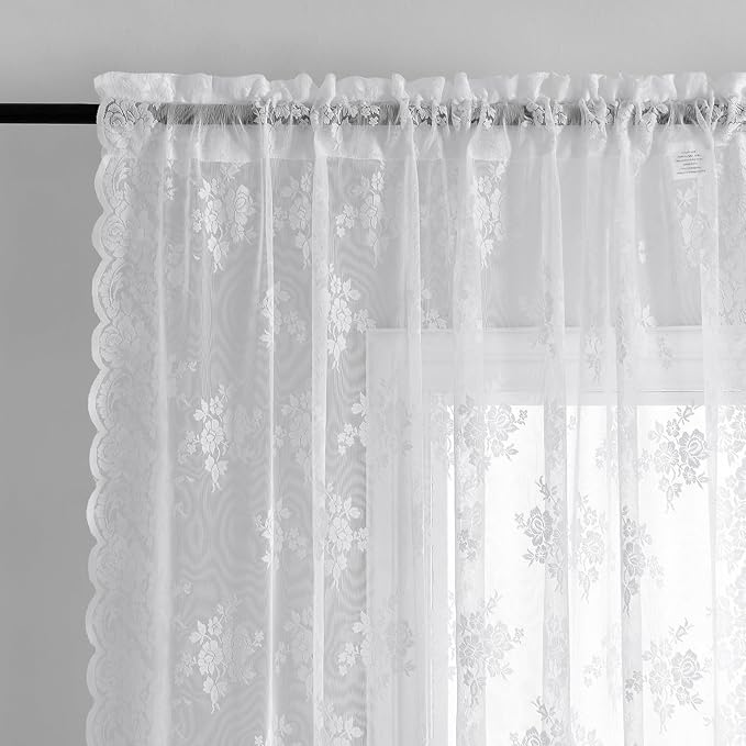 Kotile Short White Lace Curtains - Image 3