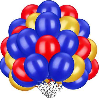 TecUnite 100 Pcs Red Blue Yellow Latex Balloons 13 Inch Colorful Round Balloons by TecUnite