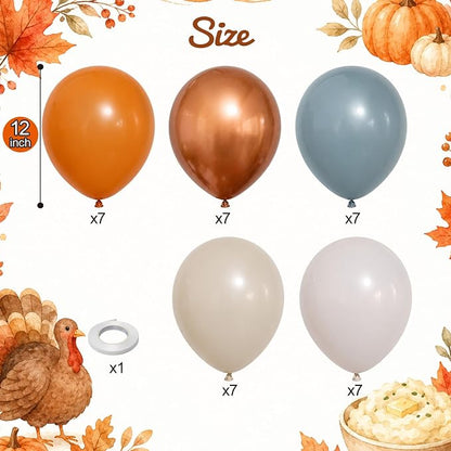 Orange and Blue Balloons, 12 Inch Burnt Orange Dusty Blue Copper Balloon | - Image 2
