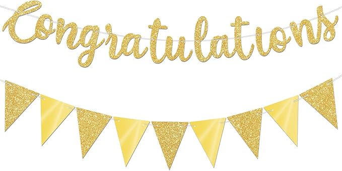 Glitter Gold Congratulations Banner by Unknown