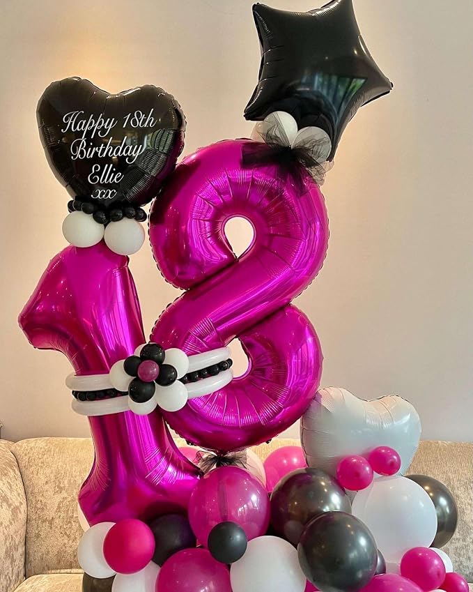 Hot Pink 28 Number Balloons, 40 Inch Giant Number 28 Balloons Foil Mylar Helium - Image 6