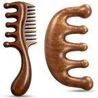 Wooden Scalp Massager Comb, Wide Tooth Comb, Scalp Massager Hair Growth with Scalp Massager and Wooden Scalp Massager Tool（Random shipment）