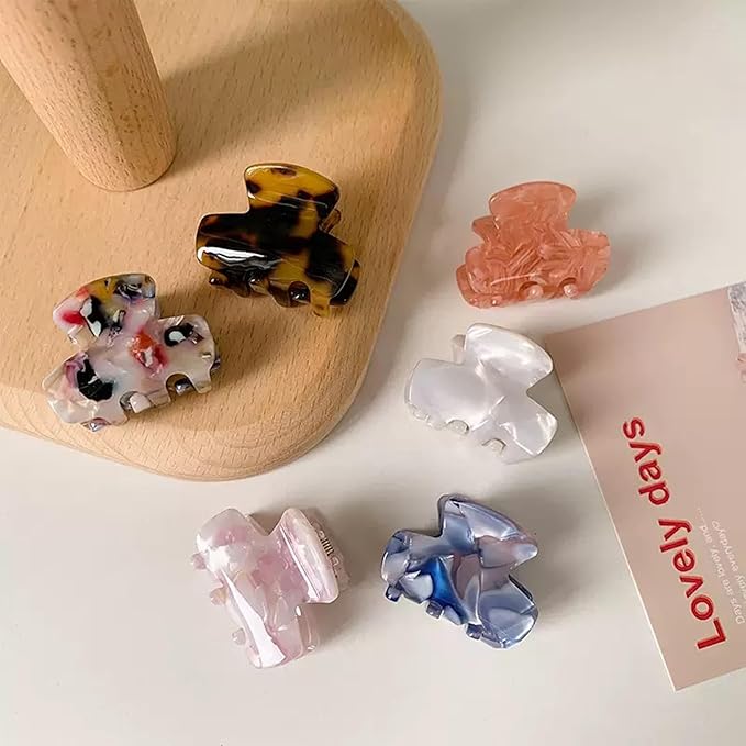 Small Hair Clips for Women,1.4" Acetate Hair Claw Clips, Strong Hold Nonslip Half-Up Jaw Clip, French Hair Accessories Birthday Thanksgiving Christmas Gift for Girls Mother Daughter Thin Thick (6 PCS)