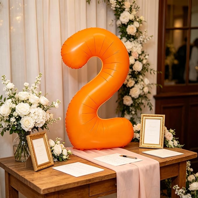 Fluorescent Orange Number Balloon 40 inch Giant Foil Helium Balloons Orange - Image 4