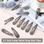 WILLBOND 30 Pieces 3.1 Inch Large Metal Snap Hair Clips Nonslip Barrettes Women Hair Accessories (Dark Blue)