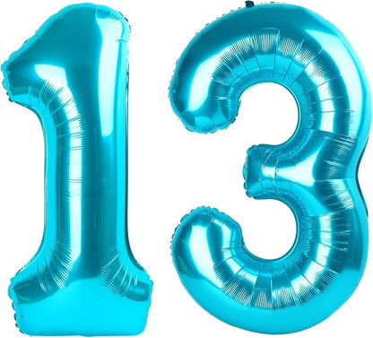 Number Balloons Light Blue 13 Balloon 40 inch by Enyeopd