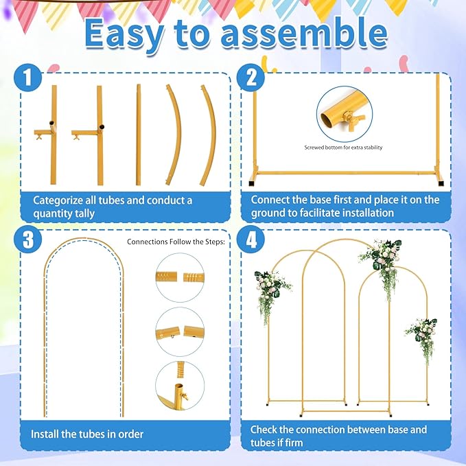 7.2FT Metal Arch Backdrop Stand, Decorative Backdrop Arch Stand | Easy Assemble - Image 5