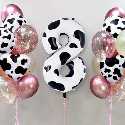 Cow Print Number 8 Balloon, Large 40 Inch Cow Number Birthday Balloons - Image 2