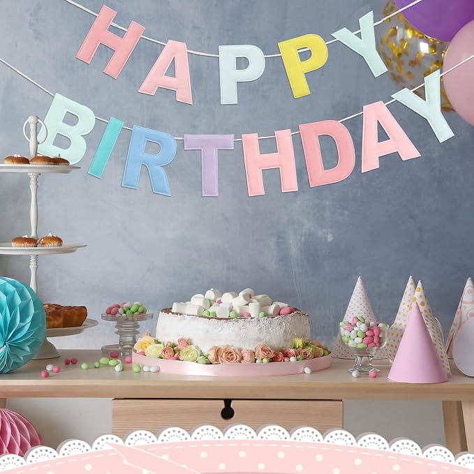 Felt Happy Birthday Garland Rainbow Banner Reusable Happy Birthday Sign Party - Image 6