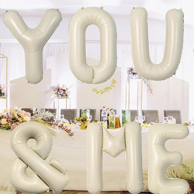 Letter Balloons Beige, 40 Inch Letter And Balloons, Alphabet Name Foil Balloon - Image 6