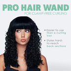 MINT Professional Clamp-Free Curling Wand 3/8 Inch for Long Hair | Extra Long Curl Wand 4-Heater Ionic Ceramic Tourmaline Barrel | Best Curling Wands | Adjustable 230-430°F | Worldwide Dual Voltage