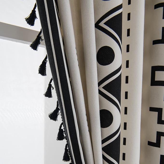 Sutuo Home Black and White Boho Curtain 84 Inches Length - Image 3
