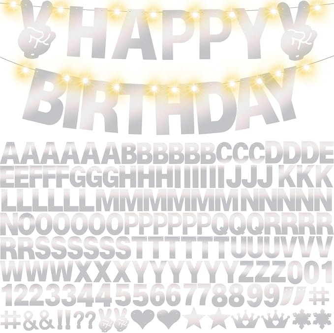 175Pcs DIY Glitter Customizable Banner Kit Happy Birthday Letters Banner Winter - Image 7
