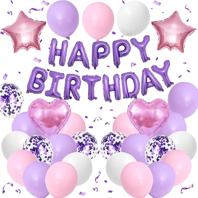 Pink Purple Birthday Decorations by BTZO