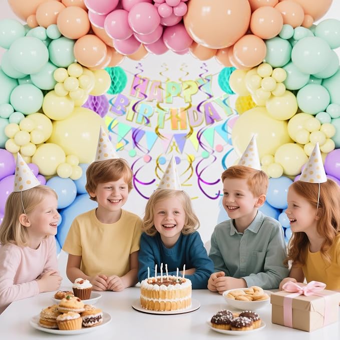 Pastel Rainbow Balloons Arch Garland Kit Different Sizes 18 12 5 Inch Latex - Image 4