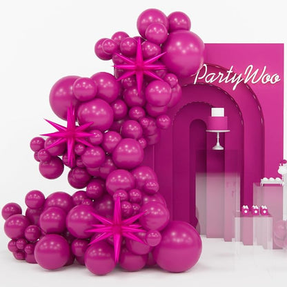 PartyWoo Hot Pink Star Balloons 110pcs Different Sizes 18 12 10 5 Inch Pack 22 by PartyWoo