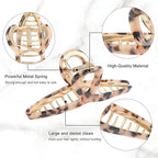 1Pack Large Metal Acetate Hair Claw Clips Big Non Slip Hair Clamp for Women Hair Accessories as Gift for Medium to Thick Hair (1pcs/box,Leopard Print)