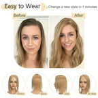 SEGO Human Hair Toppers for Women With Thinning Hair, 7 * 13CM Silk Base 100% Real Human Hair Clip in Top Wiglet Hairpieces -16 Inch No Bangs Dark Blonde