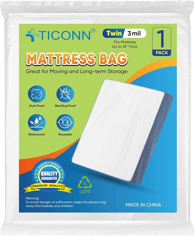 TICONN 1PK Plastic Mattress Bag by TICONN