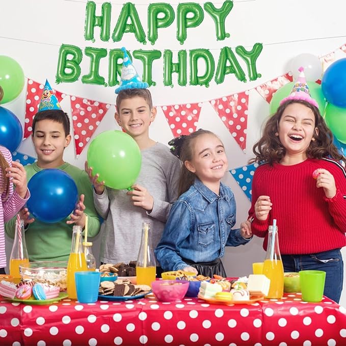 Green Happy Birthday Balloons Banner 16 Inch Mylar Foil Letters, Inflatable - Image 5
