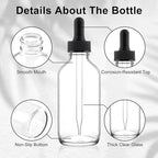 42 Pack 4oz Clear Glass Bottles with Glass Eye Droppers for Essential Oils, Perfumes & Lab Chemicals (Brush, Funnels, 3 Extra Droppers, 48 Pieces Labels & 30ml Measuring Cup Included)