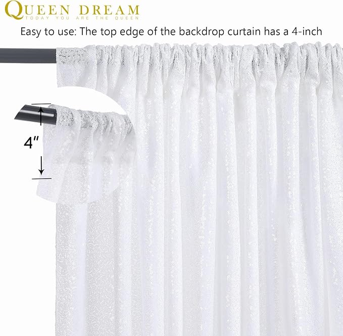 8ft x 8ft White Sequin Backdrop Curtain Sparkle Photo Backdrop | Glitter - Image 5