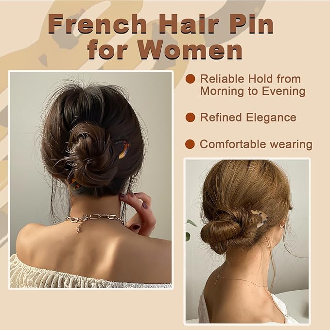 French Pins Hair - Prestige Hair Pin for Women Girls - Decorative Hair Clips to Anti-loosening - Serrated Anti-Slip Design - Elegant Hair Accessories for Women - Suitable for All Hair Types