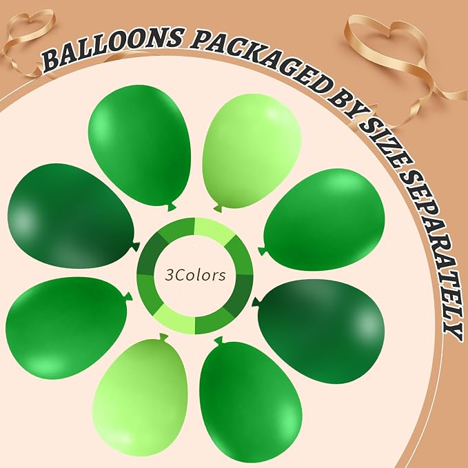 412pcs Green Balloon Garland Arch Kit, 18 12 10 5 inch Different Sizes Balloons - Image 4