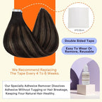 Full Shine Tape in Hair Extensions Color 2/8/2 Dark Brown Highlight Ash Brown Straight Remy Human Hair Extensions Tape Ins 18 Inch Invisible Seamless Tape Extensions 50g 20PCS for Party