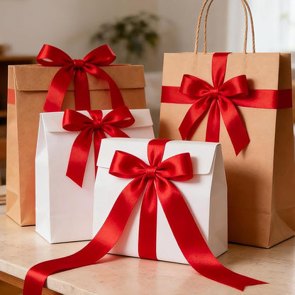 1In 30Yards Red Satin Ribbon for Gift Wrapping Wedding Valentine Christmas | - Image 6