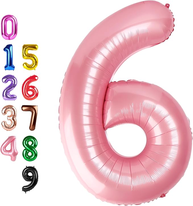 Number Balloons 6 Balloon Pearl Pink by Enyeopd