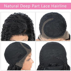 Style Icon 36”Super Long Curly Wig C-Shaped Side Part Lace Wig Afro Baby Hair Synthetic Black Wigs(36 inches, 1B)