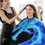 Professional Haircut Salon Cape Hair Cutting Barber Cape for Men Women Blue Fire Flames Dragon