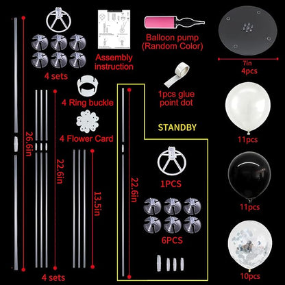 TONIFUL 4 Set Black and White Balloon Stand Balloon Centerpiece - Image 2