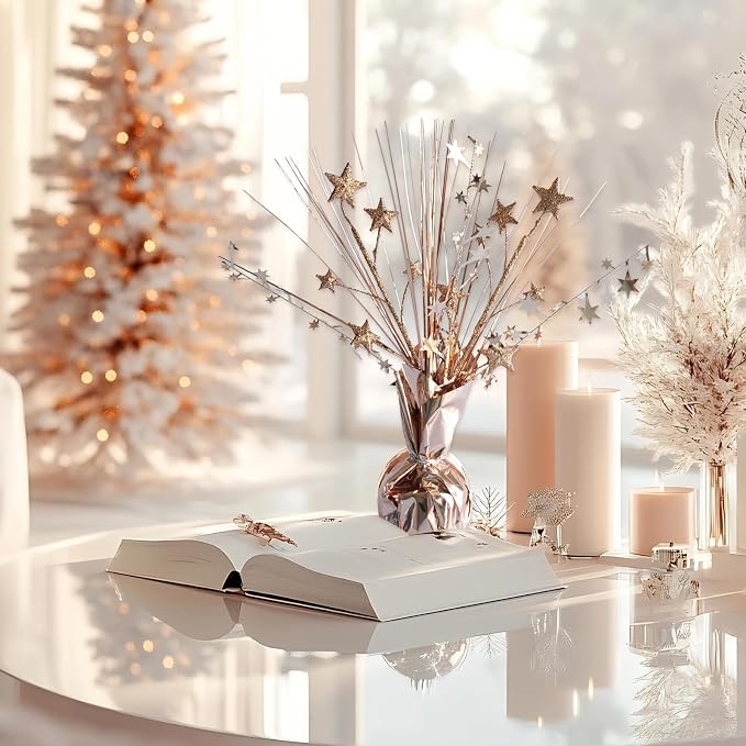 12 Pack Metallic Rose Gold Foil Spray Centerpieces Stars Brust Table - Image 3