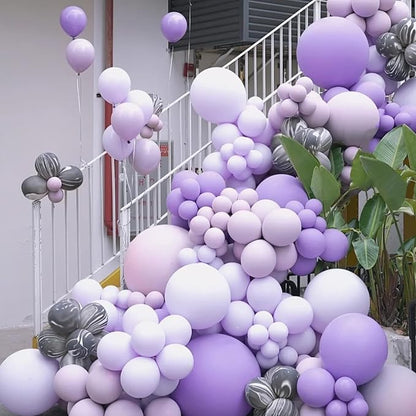 Voircoloria 130pcs Pastel Purple Balloons Arch Kit, 18 12 10 5 Inch | - Image 4