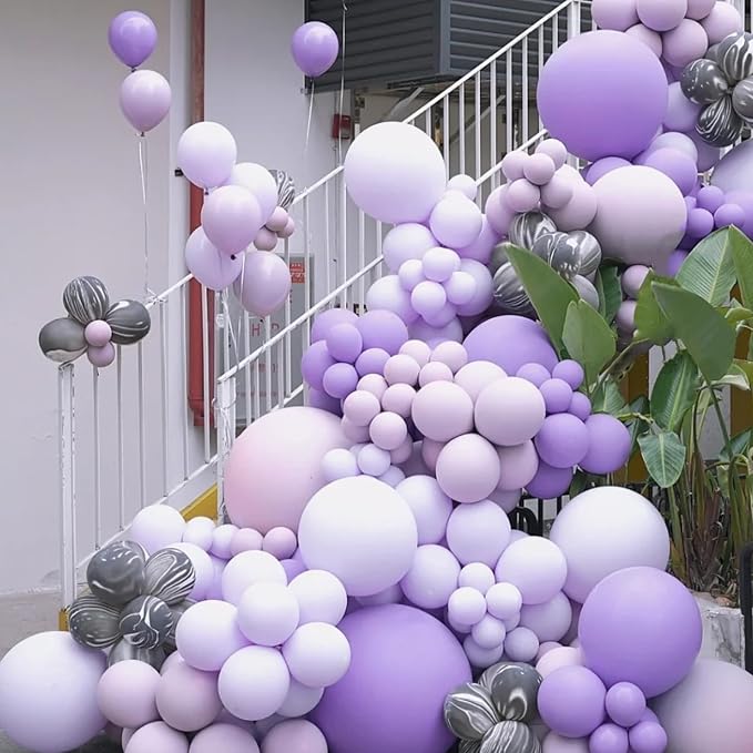 Voircoloria 66pcs Pastel Purple Light Purple Latex Party Balloons, 12inch | - Image 4