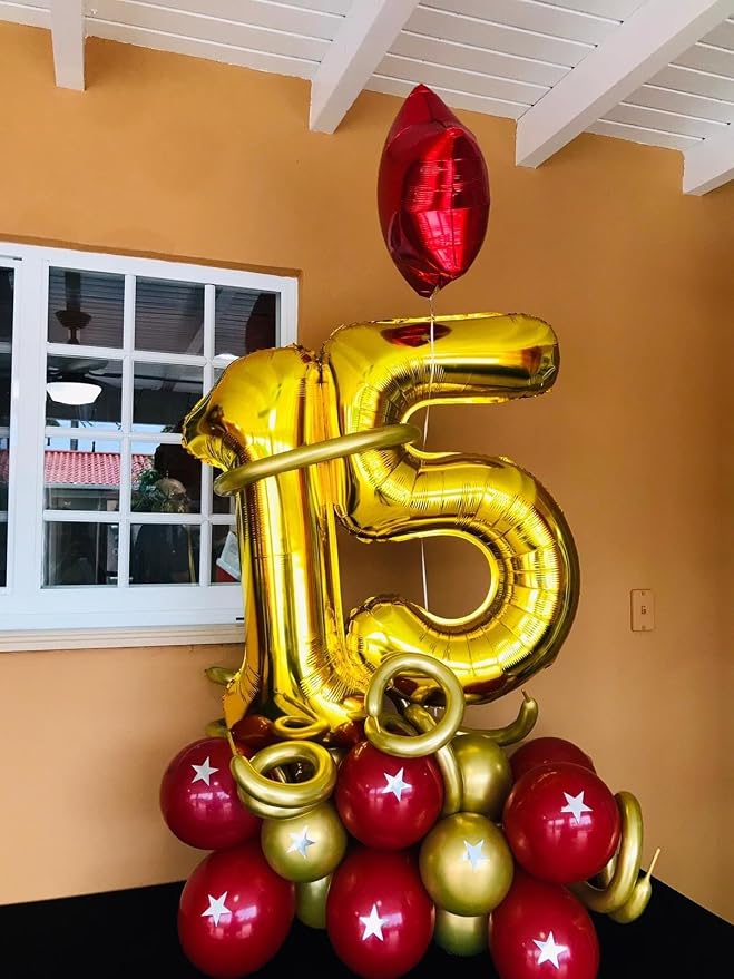 Number Balloon Gold Number 5 for 5 15 Birthday Party Decorations, 40 Inch | - Image 5